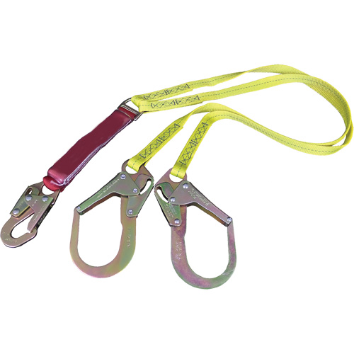 External Energy Absorber Lanyard with 2-1/4" Hooks, 6', Snap Hook Center, Snap Hook Leg Ends, Polyester Nassau Supply