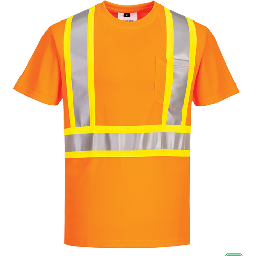 T-shirt de s&eacute;curit&eacute; &agrave; bandes contrastantes, Polyester, Petit, Orange haute visibilit&eacute; Nassau Supply
