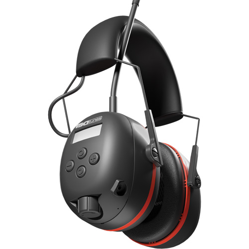Black & Red Air Defender AM/FM Earmuffs, Headband Style, 24 dB Nassau Supply