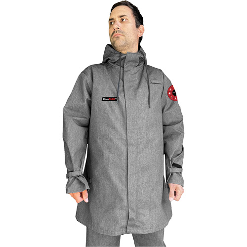 Manteau CoreMAX FR 35" avec capuchon attach&eacute;, T-Grand, Gris Nassau Supply