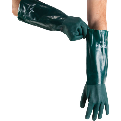 Gants verts &agrave; double enduit, 18" lo, PVC, Doublure en Jersey de coton, 70 mils Nassau Supply