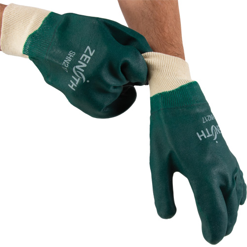 Gants verts &agrave; double enduit, 10" lo, PVC, Doublure en Jersey de coton, 70 mils Nassau Supply