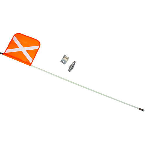 Tige de s&eacute;curit&eacute; robuste, Fixation Filet&eacute;, Hauteur 5', Orange avec X r&eacute;fl&eacute;chissant Nassau Supply