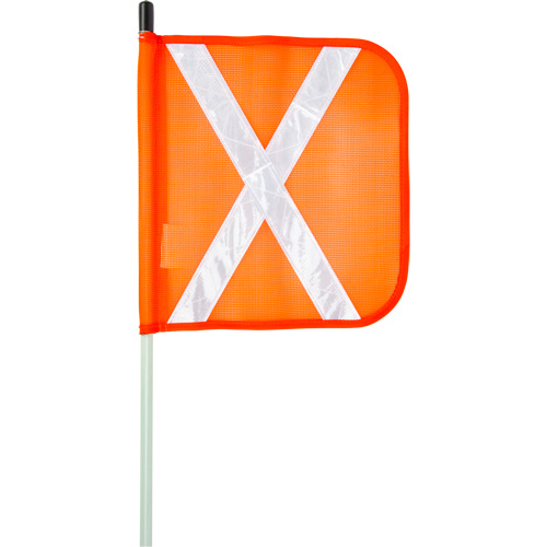 Tige de s&eacute;curit&eacute; robuste, Fixation Filet&eacute;, Hauteur 5', Orange avec X r&eacute;fl&eacute;chissant Nassau Supply
