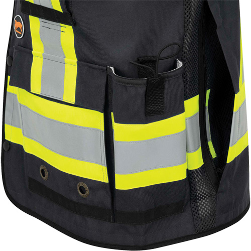 6679 High-Visibility Antimicrobial Mesh-Back Surveyor Vest, Black, Small, Polyester Nassau Supply