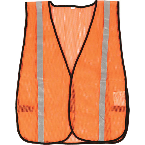 Compact Mesh Safety Vest, High Visibility Orange, Polyester Nassau Supply