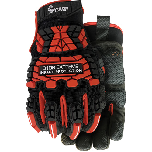 010R Extreme Red Impact Resistant Gloves, X-Small, Microfibre Palm, Hook & Loop Cuff Nassau Supply