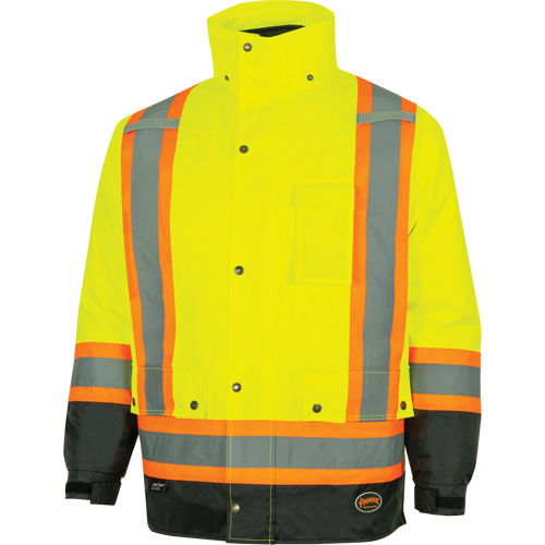 Parka de s&eacute;curit&eacute; d'hiver imperm&eacute;able 7-en-1 5057 Pioneer Yukon, Polyester, Noir/Jaune lime haute visibilit&eacute;, T-petit Nassau Supply