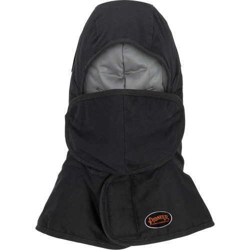 Doublure matelass&eacute;e ignifug&eacute;e Pioneer 765A pour casque de s&eacute;curit&eacute; avec un long cou et embout buccal amovible, Noir/Gris, Coton/FR-Tech/Modacrylique/Nylon Nassau Supply