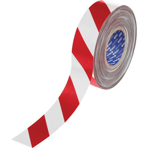 ToughStripe&reg; Max Floor Marking Tape, 2" x 100', Polyester, Red and White Nassau Supply
