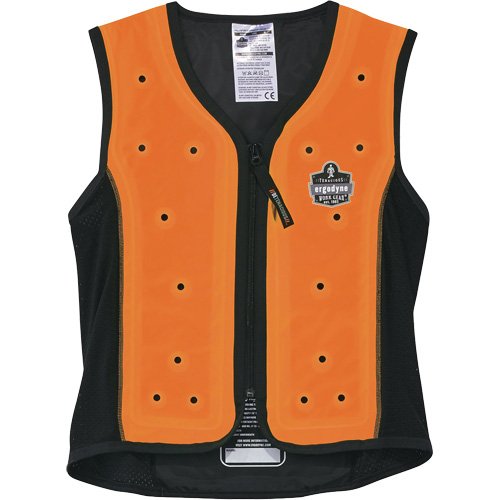 Chill-Its 6685 Dry Evaporative Cooling Vest with Zipper Closure, Medium, Orange Nassau Supply