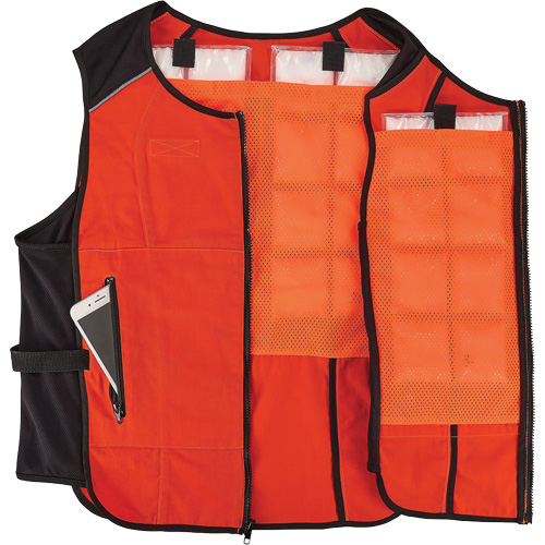 Veste de refroidissement &agrave; changement de phase l&eacute;g&egrave;re avec sachets de recharge Chill-Its 6260, Petit/Moyen, Orange Nassau Supply