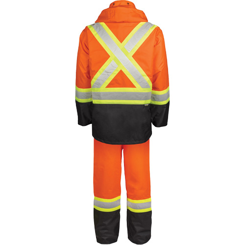 Ensemble de pluie haute visibilit&eacute; en tissu 150 deniers, Polyester, Grand, Orange haute visibilit&eacute; Nassau Supply
