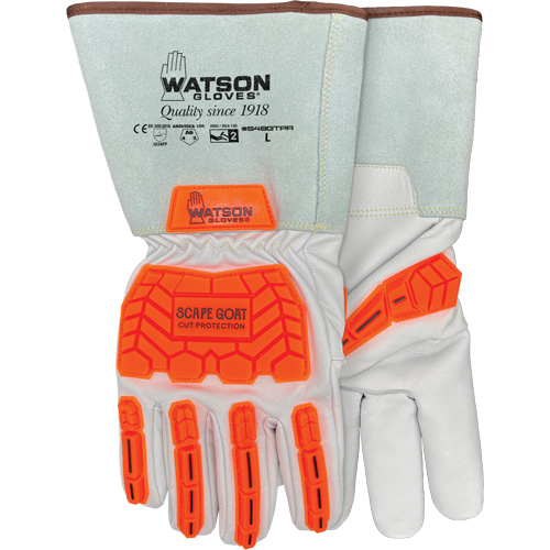 Scape Goat Cut-Resistant Gloves, Large, Goatskin Palm, Gauntlet/Driver Cuff Nassau Supply