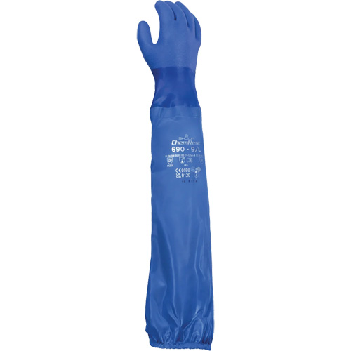 690 Chemical-Resistant Gloves, Size X-Large/10, 26" L, Cotton/PVC Nassau Supply