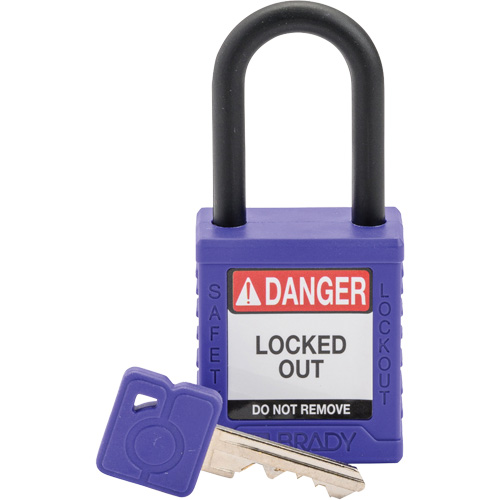 Velocity Safety Lockout Padlock, Safety Padlock, Keyed Different, Nylon, 1-1/2" Width Nassau Supply