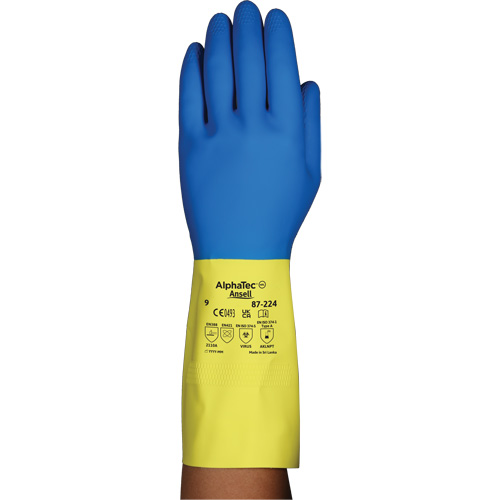 Alphatec&reg; 87-224 Chemical-Resistant Gloves, Size 8, 12.8" L, Neoprene/Rubber Latex, Cotton/Flock-Lined Inner Lining, 26.8-mil Nassau Supply