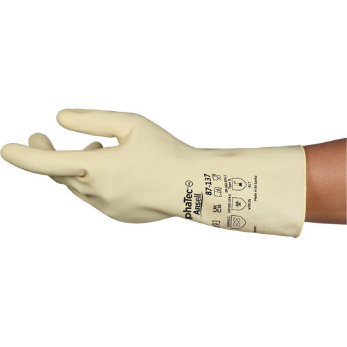 AlphaTec&reg; 87-137 Lightweight Natural Gloves, Size 8, 11.8" L, Rubber Latex, 16-mil Nassau Supply