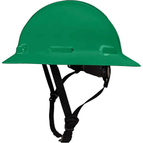 LIDGUARD&reg; Full Brim Hardhat with Chinstrap, Meets CSA Type 2, Ratchet Suspension, Vented Nassau Supply