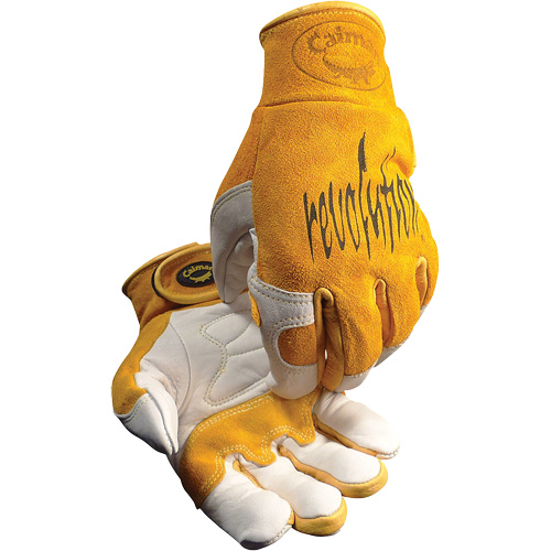 Gants de soudeur TIG/MIG de premi&egrave;re qualit&eacute; Caiman avec fermeture &agrave; boucles & crochets, Cuir de vache refendu, Taille Moyen Nassau Supply
