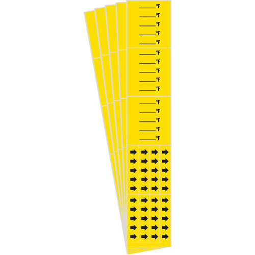 Marqueurs de tuyau avec espace vierge suivi du symbole °F , Autocollant, 2-1/4" h x 14" la, Noir sur jaune Nassau Supply