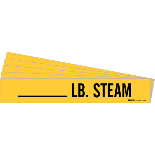 "LB. Steam" Pipe Markers, Self-Adhesive, 2-1/4" H x 2-3/4" W, Black on Yellow Nassau Supply
