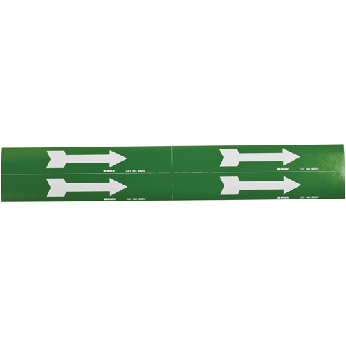 Marqueurs de tuyau avec fl&egrave;ches, Autocollant, 1-1/8" h x 7" la, Blanc/vert Nassau Supply