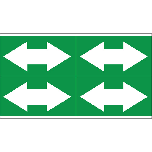 Marqueurs de tuyau avec fl&egrave;ches bidirectionnelles, Autocollant, 1-1/8" h x 7" la, Blanc/vert Nassau Supply