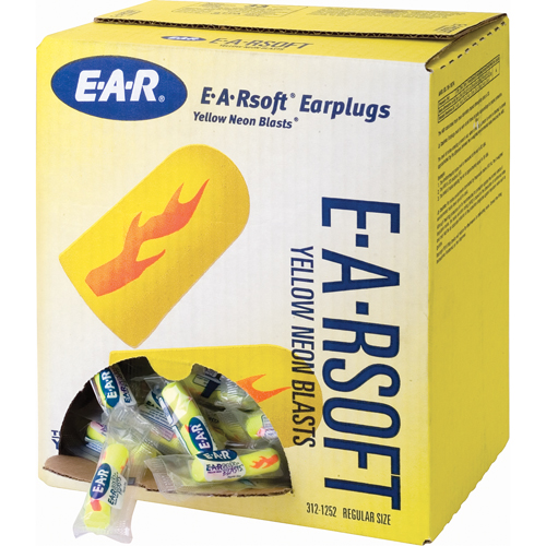 Bouchons d'oreilles &eacute;clat n&eacute;on jaune E-A-Rsoft, Vrac - Sac en poly Nassau Supply