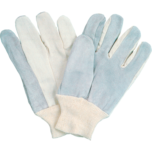 Gants de travail &agrave; index complet d'usage standard, Grand, Paume en Cuir de vache refendu Nassau Supply