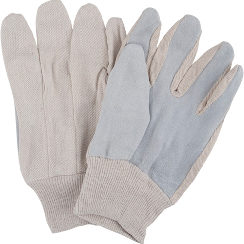 Gants de travail d'usage standard, Grand, Paume en Cuir de vache refendu Nassau Supply