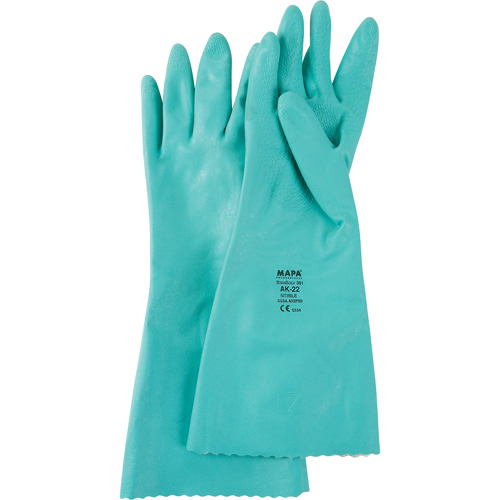 StanSolv&reg; Embossed Z-Pattern Grip Gloves, Size 2X-Large/11, 14" L, Nitrile, Interlock Inner Lining, 11-mil Nassau Supply