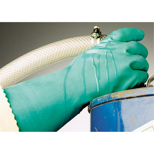 Gants &agrave; prise emboss&eacute;e &agrave; motif en Z StanSolv, Taille Moyen/8, 14" lo, Nitrile, Doublure en Interlock, 11 mils Nassau Supply