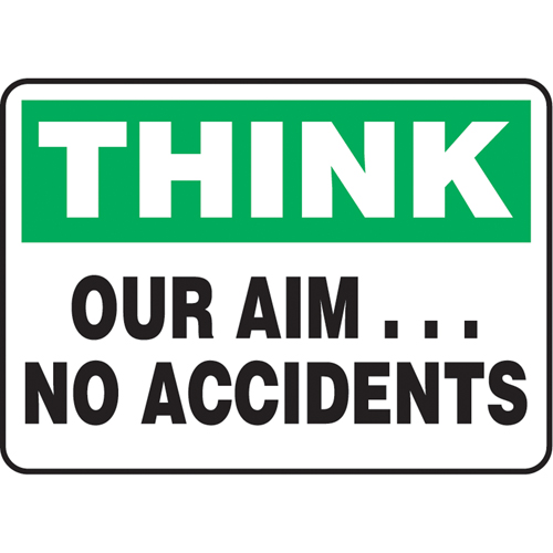 "Our Aim… No Accidents" Sign, 7" x 10", Aluminum, English Nassau Supply
