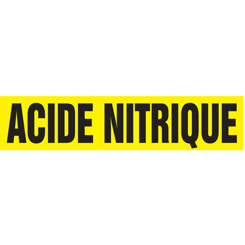 Marqueurs de tuyau "Acide Nitrique", Autocollant, 2-1/2" h x 12" la, Noir sur jaune Nassau Supply