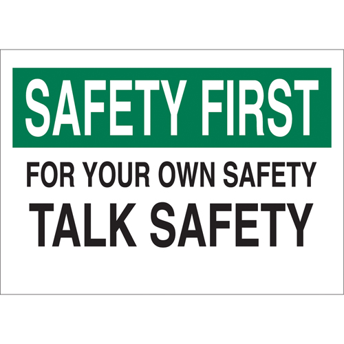 Enseigne  Talk Safety , 10" x 14", Aluminium, Anglais Nassau Supply