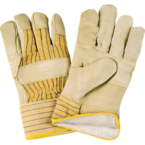 Winter-Lined Patch-Palm Fitters Gloves, Large, Grain Cowhide Palm, Cotton Fleece Inner Lining Nassau Supply