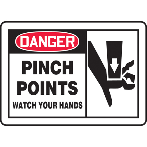 Enseigne  Pinch Points , 7" x 10", Plastique, Anglais avec pictogramme Nassau Supply