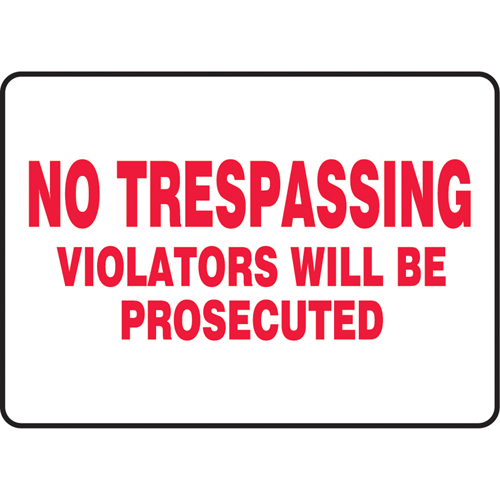"No Trespassing" Sign, 7" x 10", Vinyl, English Nassau Supply
