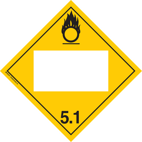 Oxidizer TDG Placard, Adhesive Vinyl Nassau Supply