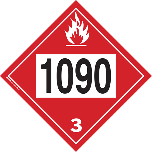 1090 Acetone Flammable Liquid TDG Placard, Plastic Nassau Supply