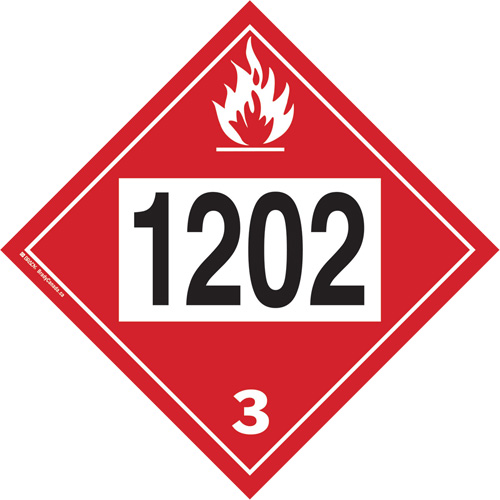 Plaque-&eacute;tiquette TMD 1202 pour liquide inflammable huile combustible, Plastique Nassau Supply