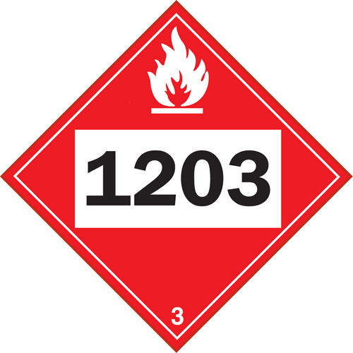 1203 Gasohol & Gasoline Flammable Liquid TDG Placard, Adhesive Vinyl Nassau Supply