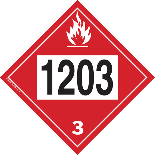 1203 Gasohol & Gasoline Flammable Liquid TDG Placard, Plastic Nassau Supply