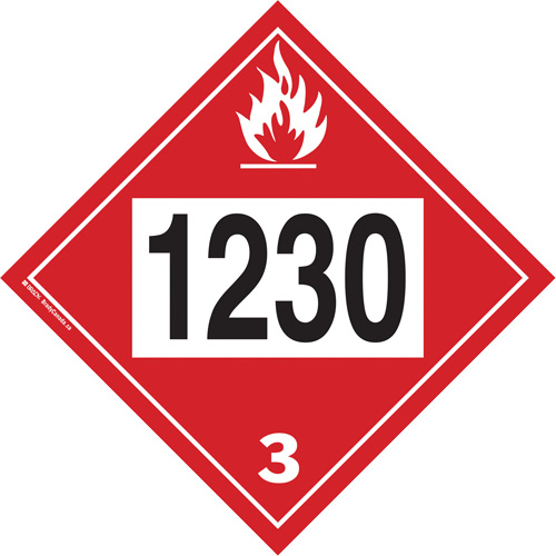 1230 Methanol TDG Placard, Plastic Nassau Supply