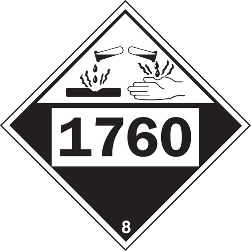 1760 Aluminum Phosphate Corrosive Materials TDG Placard, Plastic Nassau Supply