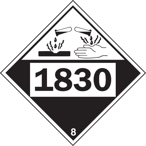 1830 Sulphuric Acid Corrosive Materials TDG Placard, Plastic Nassau Supply
