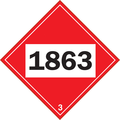 Plaque-&eacute;tiquette TMD 1863 pour liquide inflammable carburant aviation, Plastique Nassau Supply