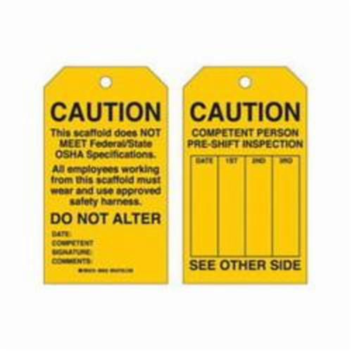 Scaffold Safety Tags, Polyester, 4" W x 7" H, English Nassau Supply