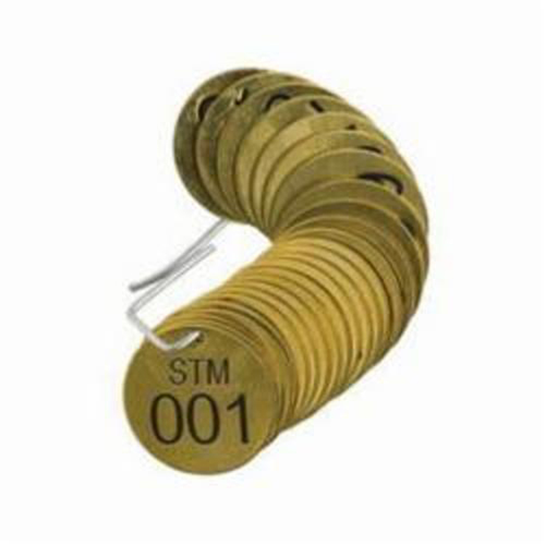 Numbered "STM" Valve Tags, # 001-025, Brass, 1.5" dia Nassau Supply